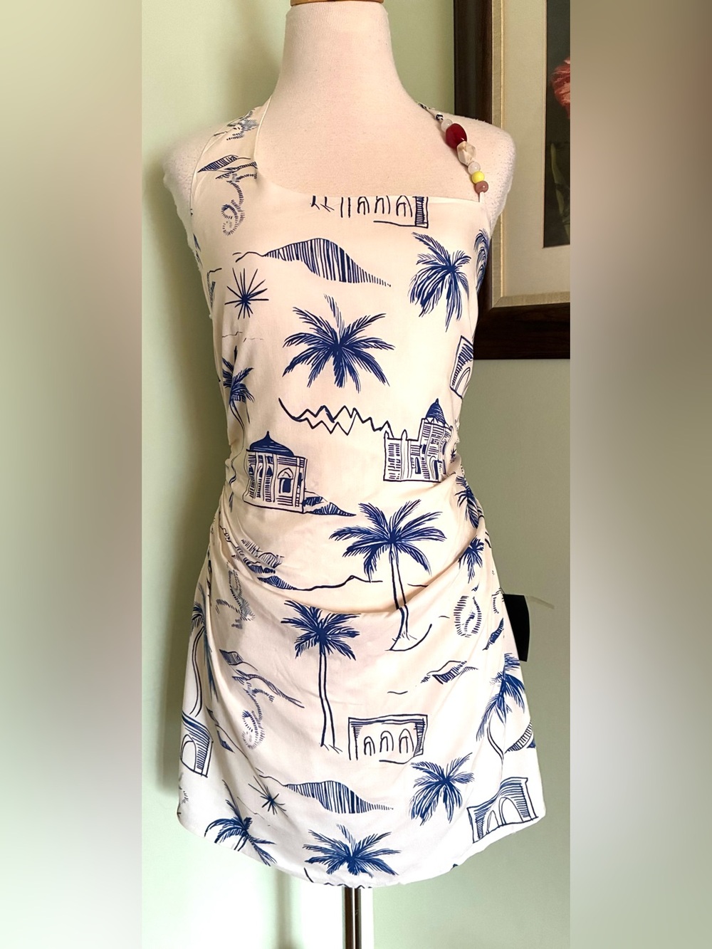NEW Lulus Inina Vaca Beach Mini Dress palm tree asymmetrical size S M